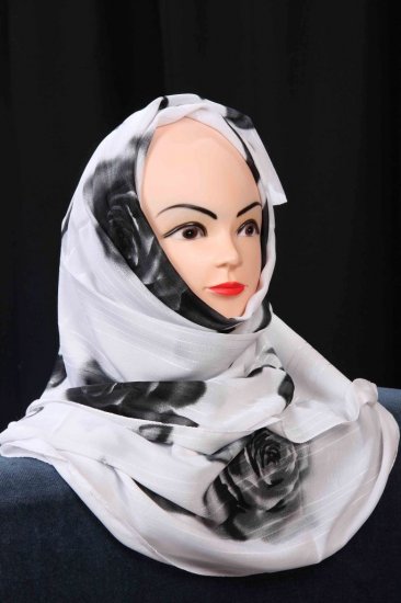 Black and white hijab.