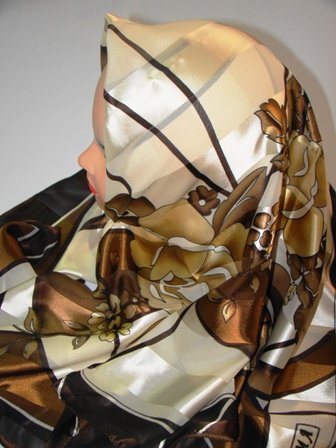Brown silk hijab