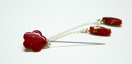 Red flower hijab pin