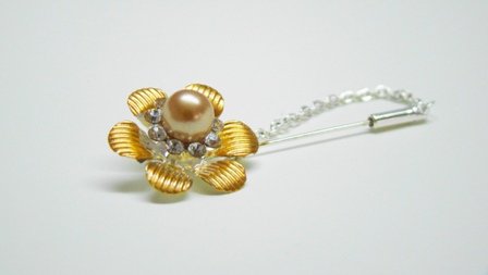 Gold flower hijab pin