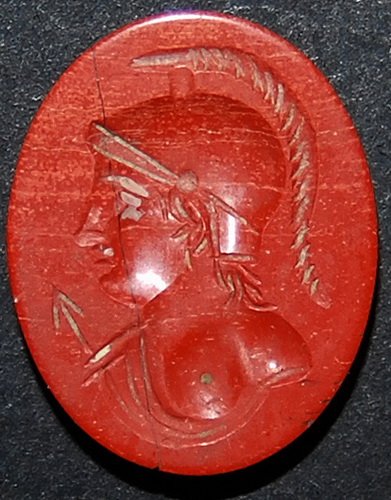ROMAN RED JASPER INTAGLIO OF MINERVA