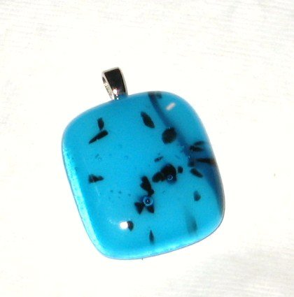 Robins Egg Pendant - Handmade Fused Glass