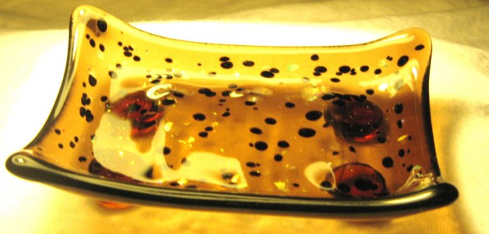 Warm Amber Soap Dish - Handmade Fused Glass