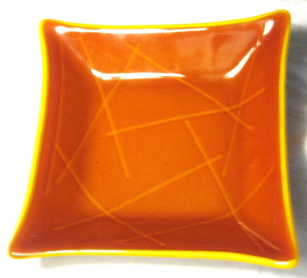 Orange Sinker Dish - Handmade Fused Glass