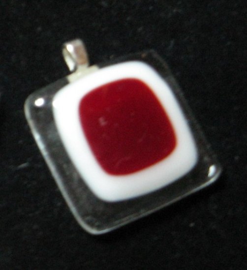 Red Window Pendant - Handmade Fused glass