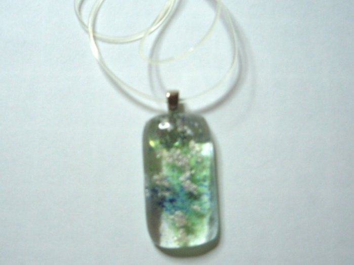 Moss and Mica Pendant - Handmade Fused Glass