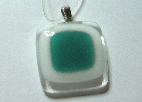 Green Window Pendant - Handmade Fused Glass