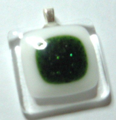 Sparkling Green Window Pendant - Handmade Fused Glass