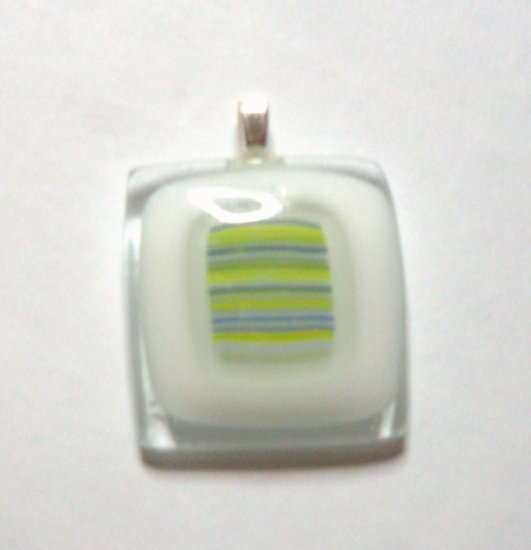 White Stripes Pendant - Handmade Fused Glass