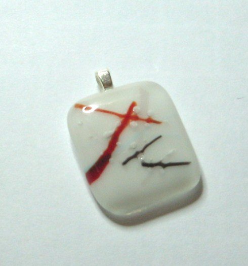 Red Abstract Pendant - Handmade Fused Glass