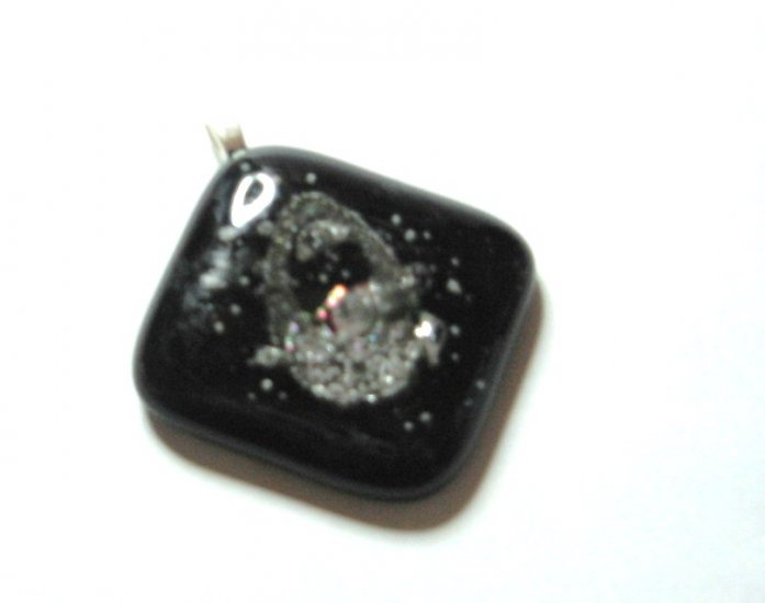 Black Errosion Pendant - Handmade Fused Glass