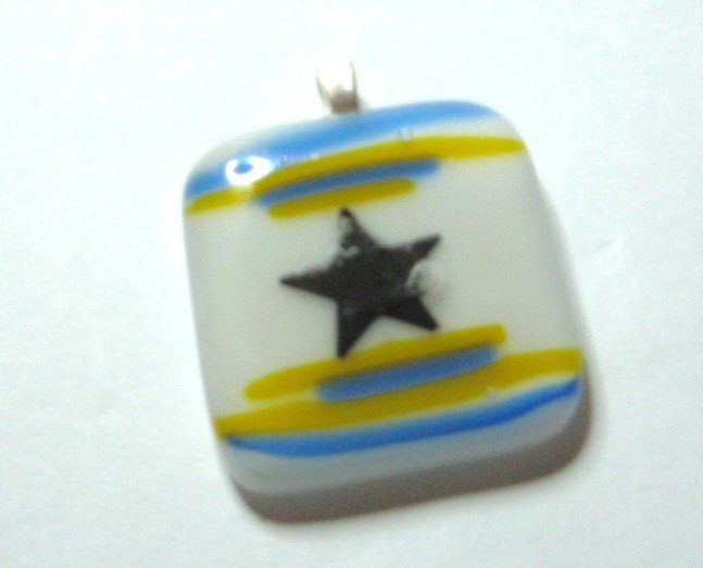 Star Decal Pendant - Handmade Fused Glass