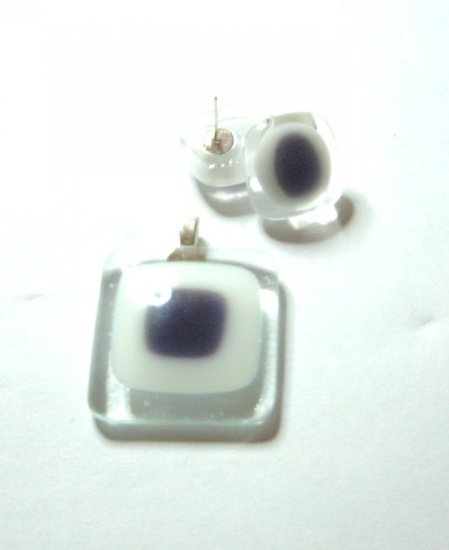 Purple Window Pendant and Earrings - Handmade Fused Glass