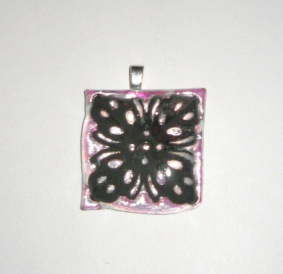 Garden Gate Dichroic Pendant - Handmade Fused Glass