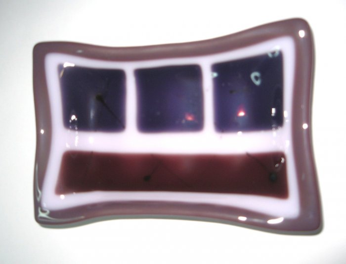 Plum Soap Dish - Handmade Fused Glass