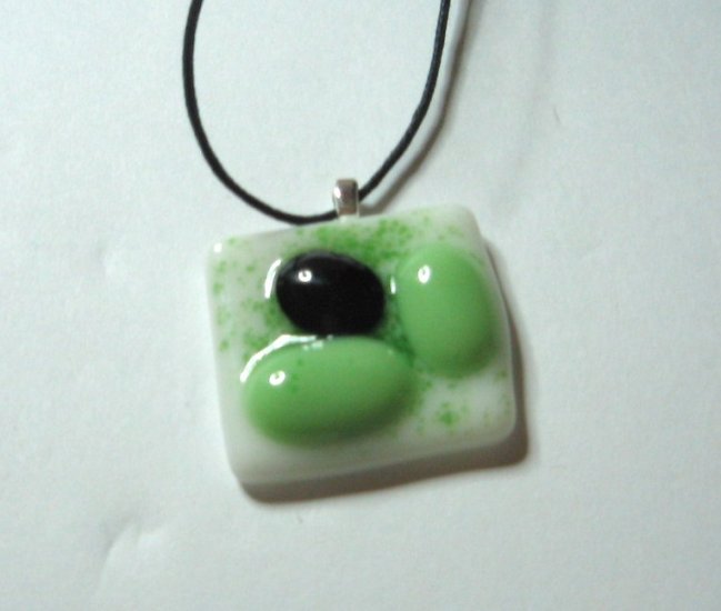Green Jube Pendant - Handmade Fused Glass