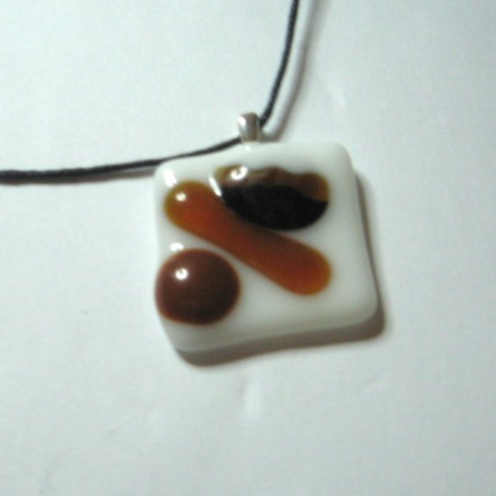 Coffee Bean Jube Pendant - Handmade Fused Glass