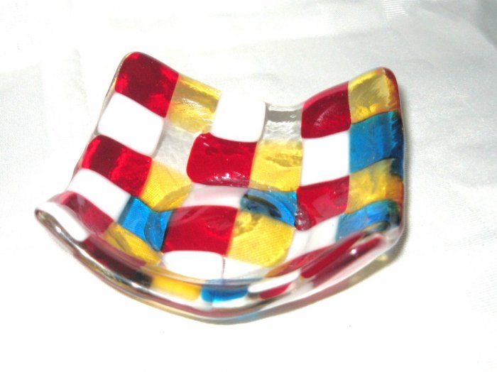 Tiny Squares Tea Light Candle Holder - Handmade Fused Glass