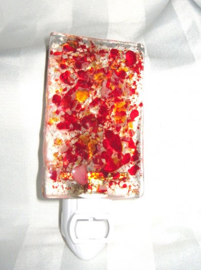 Red Chip Night Light - Handmade Fused Glass