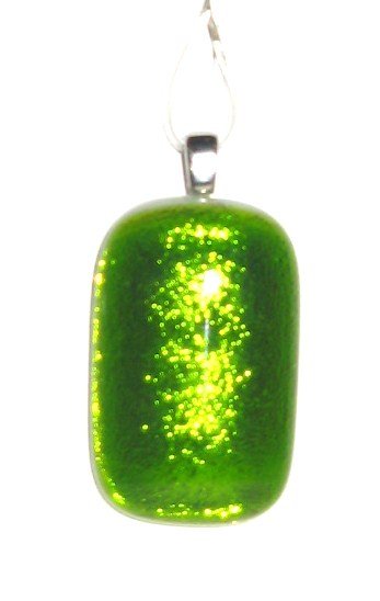 Reflections Green Pendant - Handmade Fused Glass
