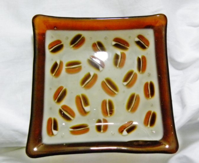 Coffee Bean Dish - Handmade Fused Glass