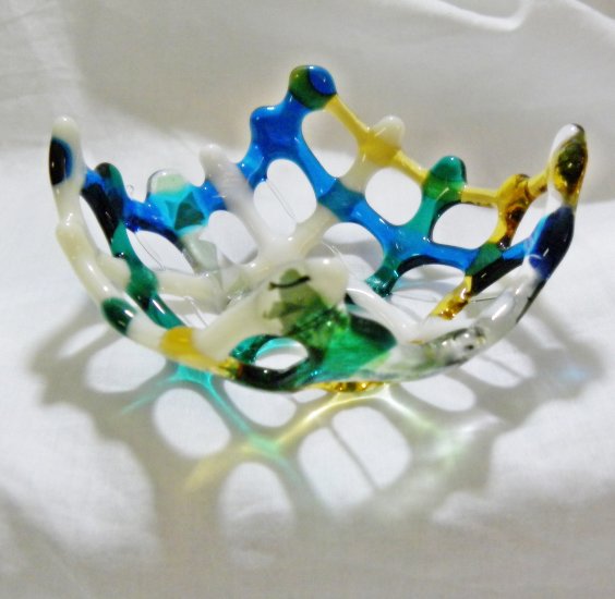 Weave Tea Light Holder - Handmade Fused and Slumped Glass