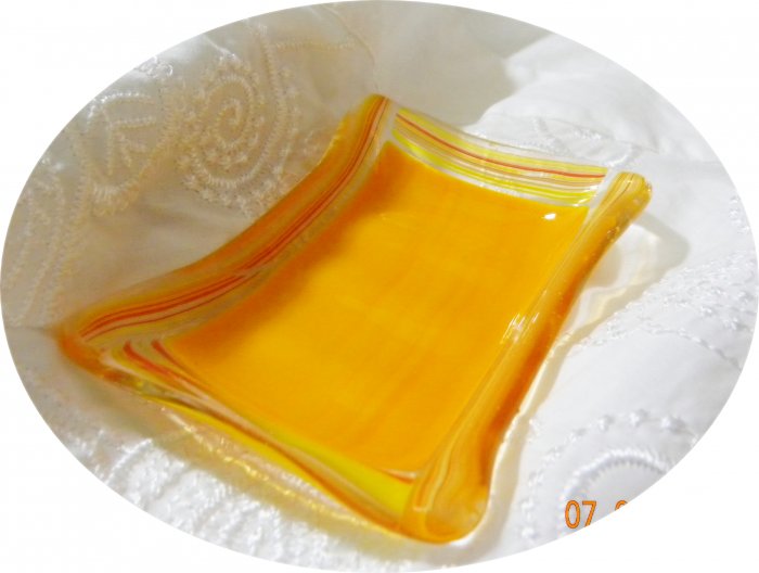 Orange Soap Dish - Handmade Fused Glass