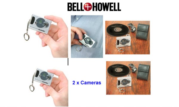 Two Bell & Howell Pocket Keychain Digital Cameras Combo