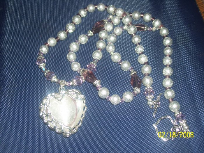 Puffed Heart Pendant in Silver Necklace