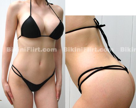 SEXY BLACK TINY MICRO THONG BIKINI, NEW