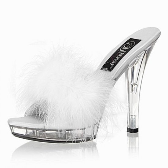 NEW SEXY WHITE STILETTO HEELS PLATFORM SLIDE SLIPPERS - SIZE 10