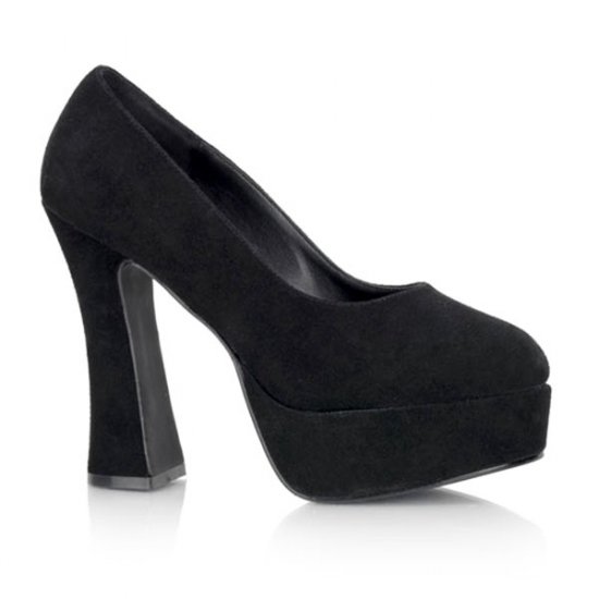 NEW SEXY BLACK SUEDE CHUNKY HIGH HEEL PLATFORM PUMPS - SIZE 8