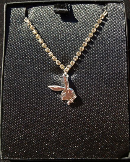 SEXY PLAYBOY BUNNY HEAD SILVER & CLEAR RHINESTONE ANKLET