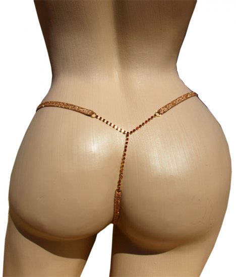 SEXY XSTRINGS GOLD MESH RUBY RHINESTONE T-BAR G-STRING