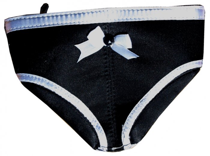 SEXY & CUTE ADORABLE BLACK & WHITE PANTY SHAPE COIN PURSE W/ ZIPPER OPENING