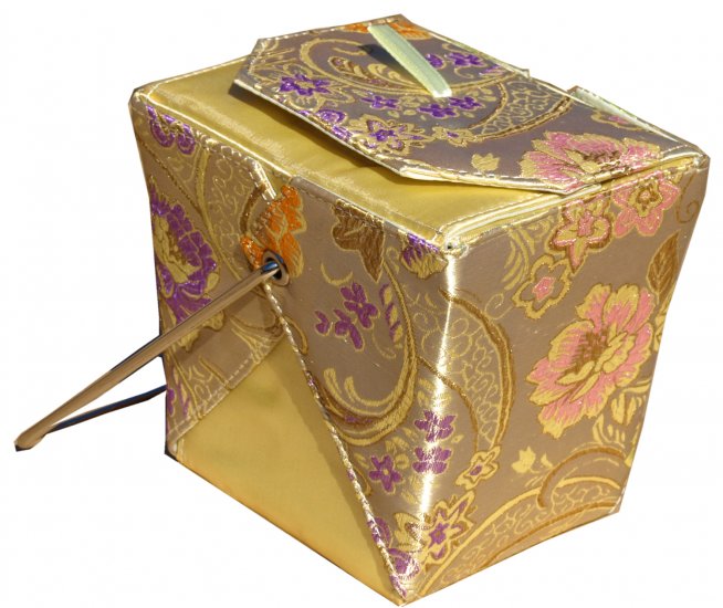HOT & SEXY GOLD BROCADE CHINESE TAKE-OUT STYLE PURSE OS