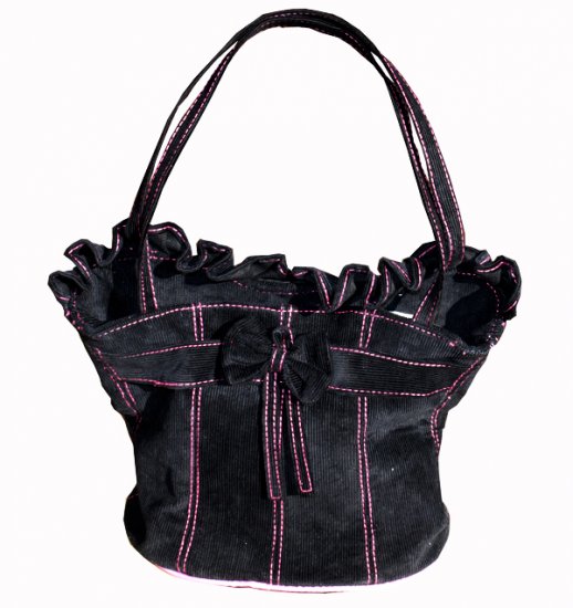 SEXY BLACK CORDUROY BUSTIER STYLE PURSE HANDBAG