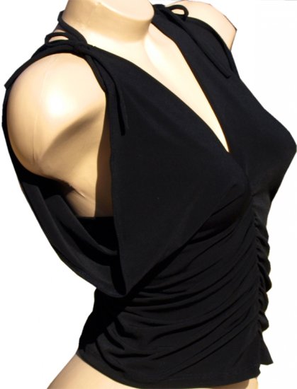 SUPER SALE* SEXY BLACK DEEP V NECK CLUB TOP* SMALL *MEDIUM or *LARGE