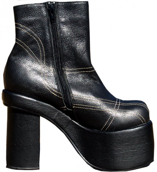 SUPER SALE* BLACK GENUINE LEATHER ZIP SIDE PLATFORM ANKLE BOOTS* SIZE 9
