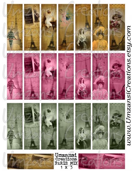 23 ALTERED ART PARIS images DIGITAL COLLAGE SHEET