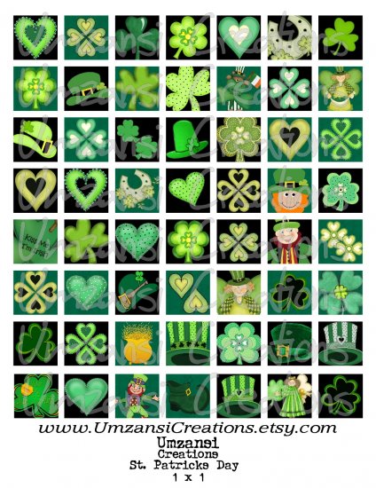 56 SHAMROCK - ST PATRICKS DAY - inchies - Digital COLLAGE SHEET for SCRABBLE TILES PENDANT AND MORE