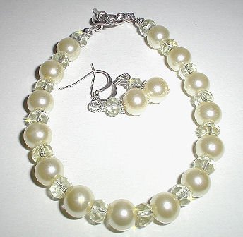 Sunny Yellow Crystal Glass Pearl Bracelet Set