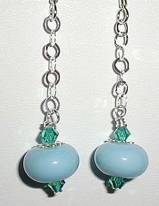 Sterling Aqua Lampwork Dangle Earrings