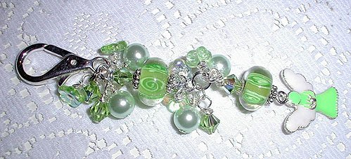 Angel Swarovski Lampwork Purse Charm, Key Ring