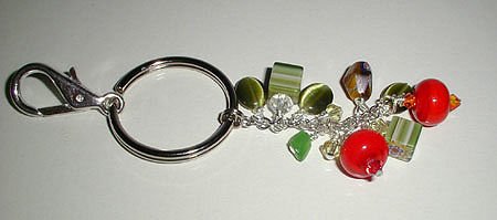 Colorful Millefiore Lampwork Purse Charm, Key Ring