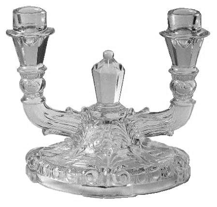 Indiana Glass Double Candlestick in Feather and Scroll ING8