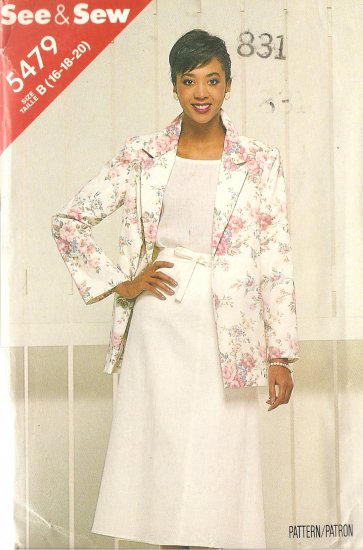 See & Sew 5479 Suit Dress Jacket Skirt Size 16 18 20