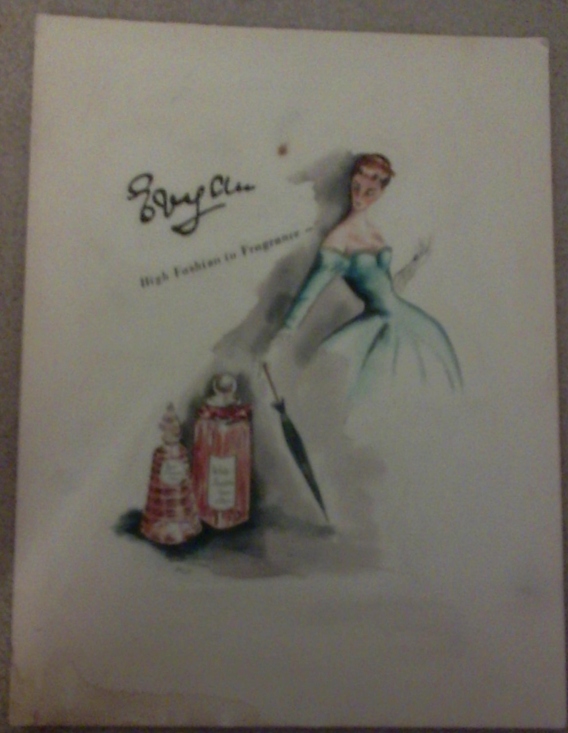 "Evy Clu High Fashion in Fragrance" watercolor by Perez