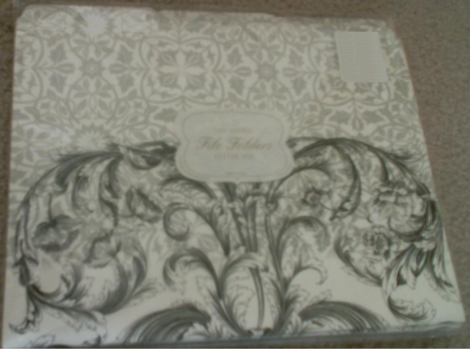 Decorative Print File Folders , set of 23 Black & White Varnish Scroll