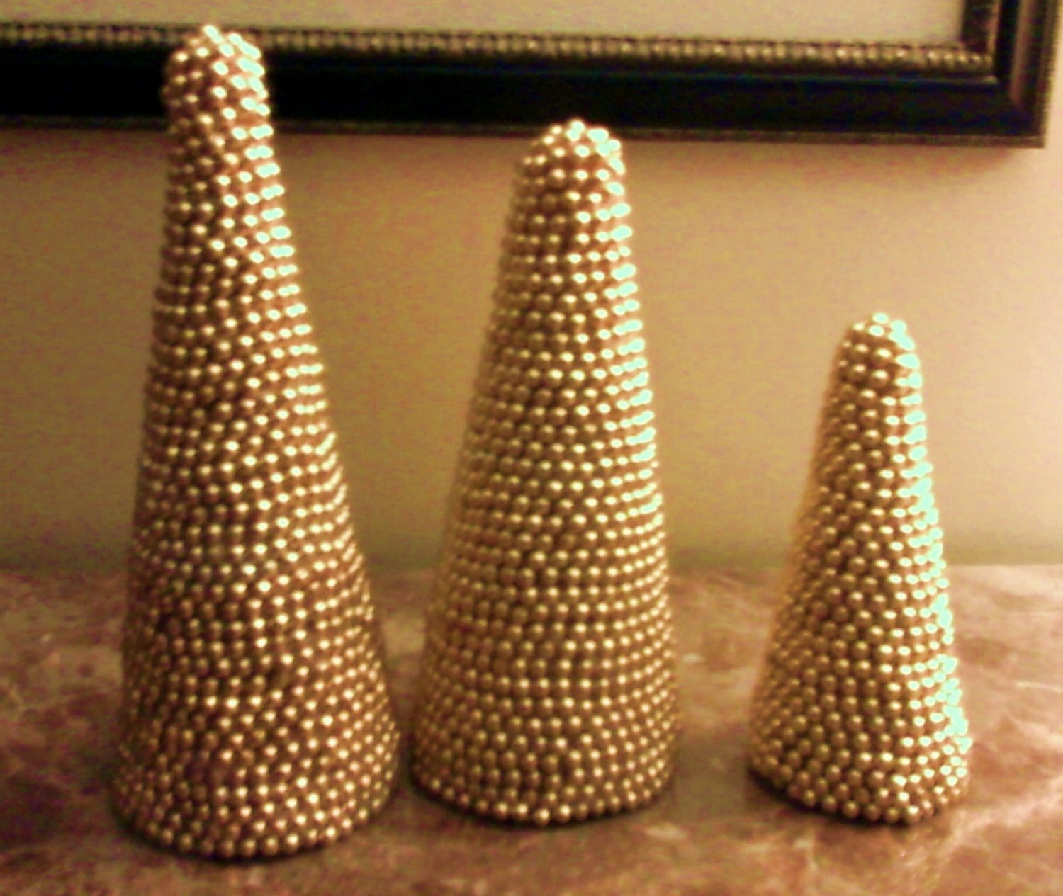 Christmas Holiday Beaded Cones - set of 3